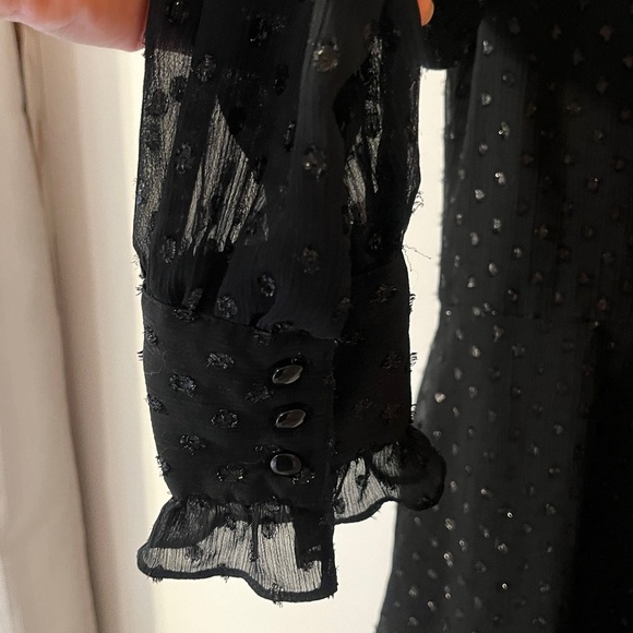 Target A New Day Black Ruffle Front Sparkle Polka Dot Dress - Picture 5 of 9